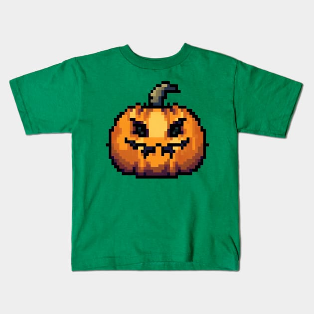 Pumkin Halloween Monster ,Pixel art Kids T-Shirt by AT Digital